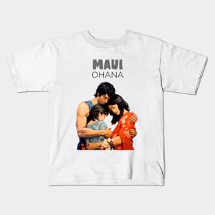 Maui Hawaii: Ohana (Family) on a light (knocked out) background Kids T-Shirt